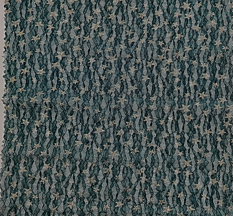 Lace With Foil Gold Stars 101812-500 Hunter Polyester Spandex Lace Fabric - Hunter, Gold Stars, 50/52" Width