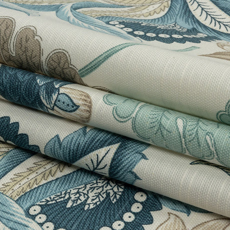 Legion Blue and Egret Floral Cotton Blend