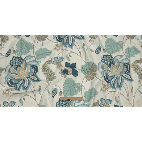 Legion Blue and Egret Floral Cotton Blend