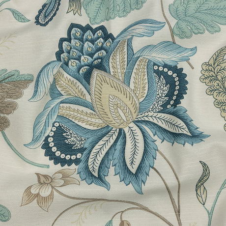 Legion Blue and Egret Floral Cotton Blend