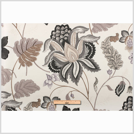 Gray Floral Cotton Blend