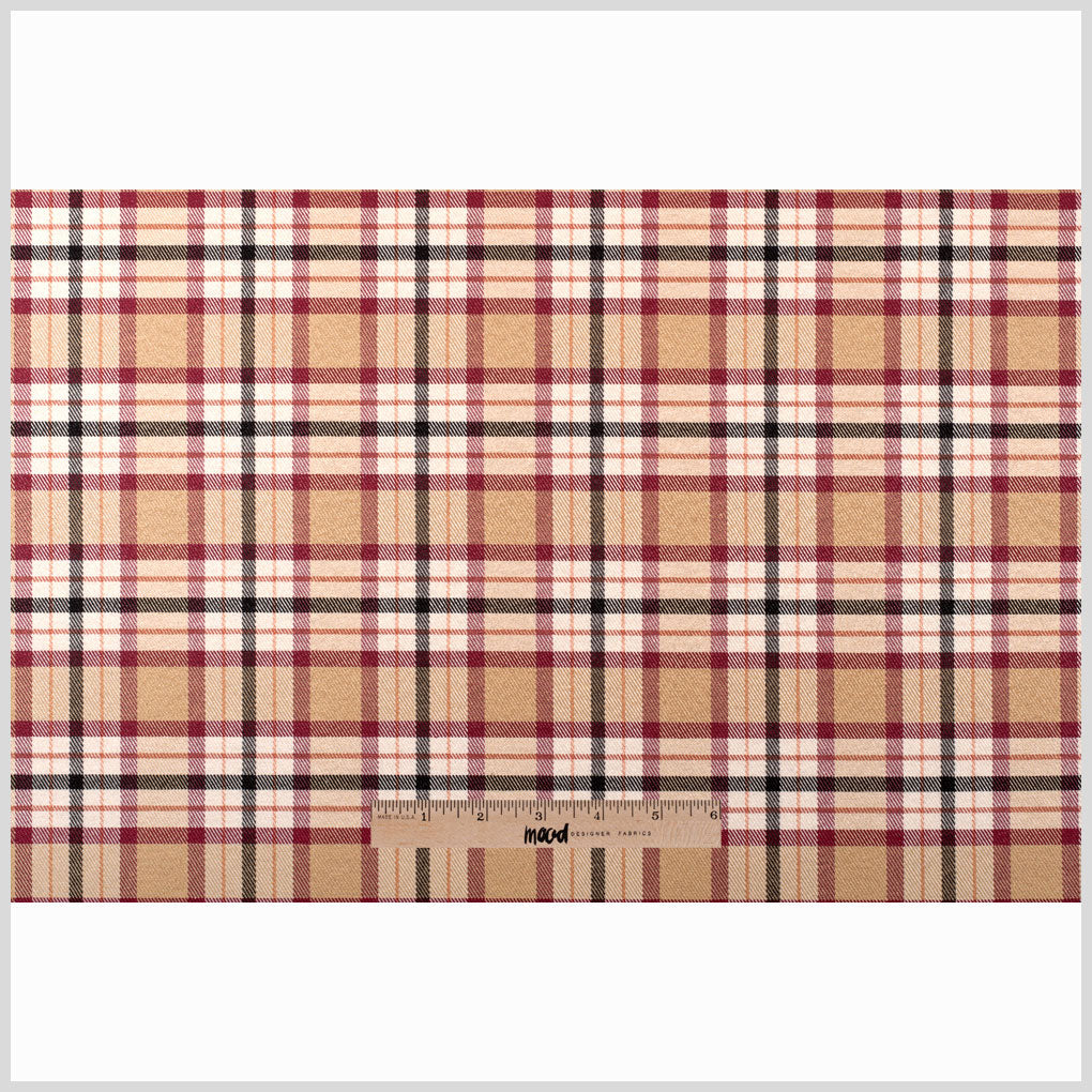 Beige Plaid Cotton Blend