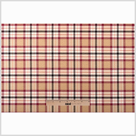 Beige Plaid Cotton Blend