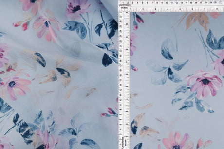 1 Yard  Satin Floral Print Fabric 100% Polyester, 57/58'' Wide