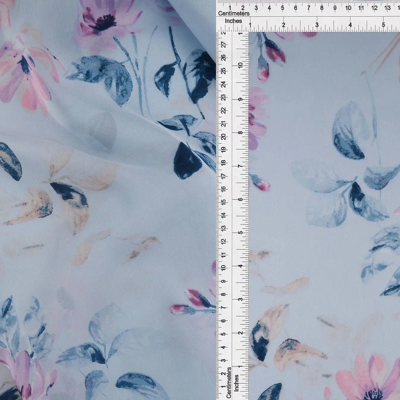 1 Yard Satin Floral Print Fabric, 57/58'' Wide 100% Polyester