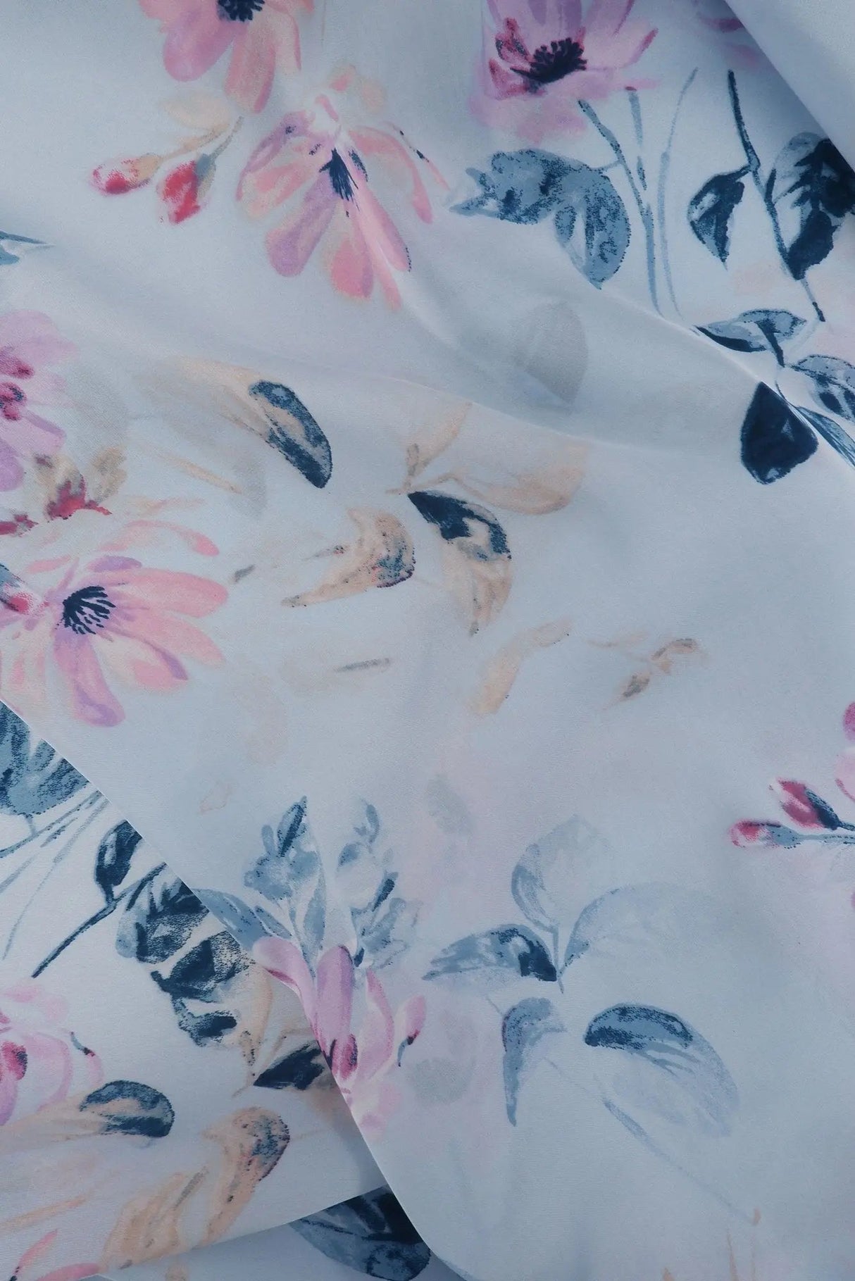 1 Yard Satin Floral Print Woven Fabric Soft Smooth Lightweight Drapery 57/58" Width