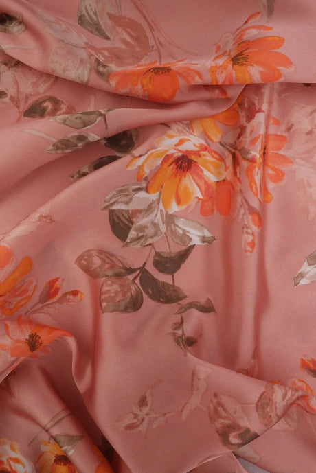 1 Yard Satin Floral Print Woven Fabric Soft Smooth Lightweight Drapery 57/58" Width