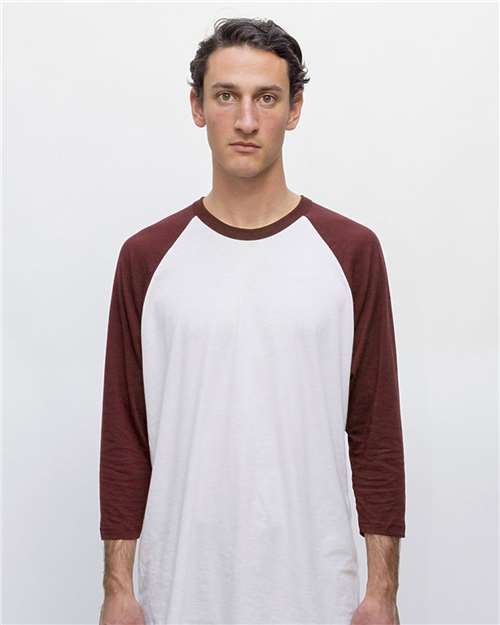 USA-Made Three Quarter Sleeve Raglan Baseball T-Shirt