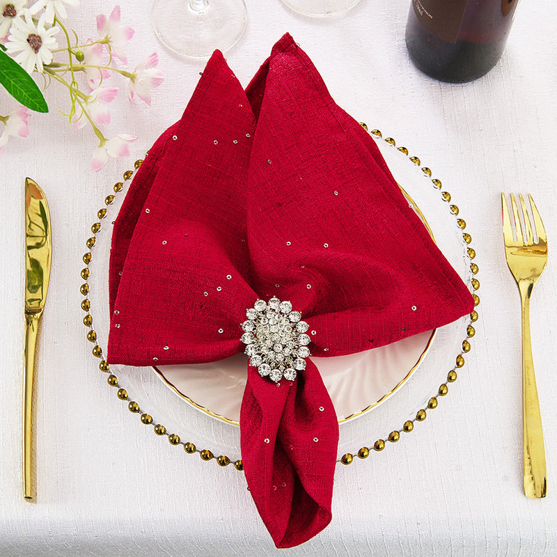 Sequin Paillette Napkins 20x20 Apple Red