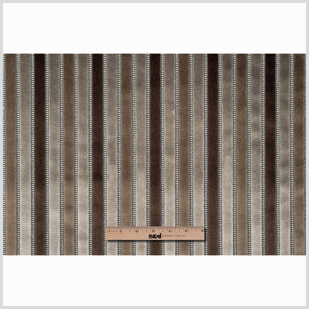 Brown Stripes Channeled Velvet