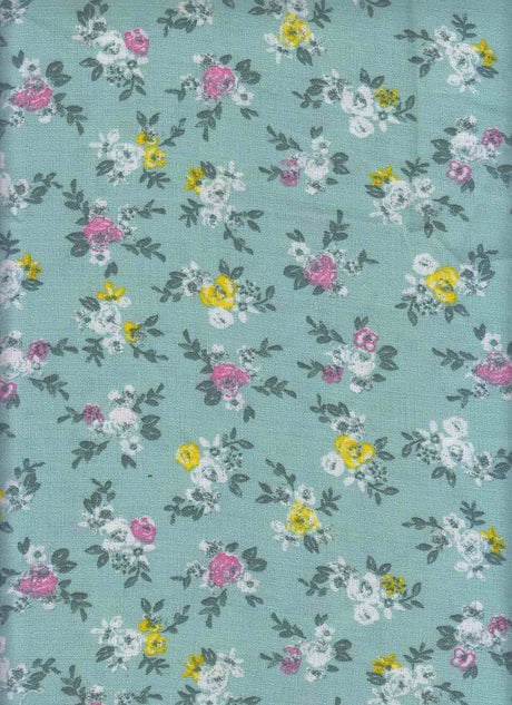 1 Yard Linen Look Printed Woven Fabric Durable Floral Design Drapery 58/59" Width