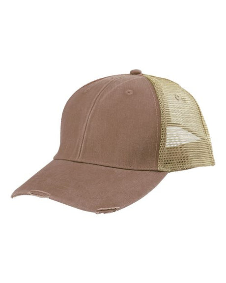 Adams Headwear Ollie Distressed Trucker Cap Vintage Mesh Back Hat