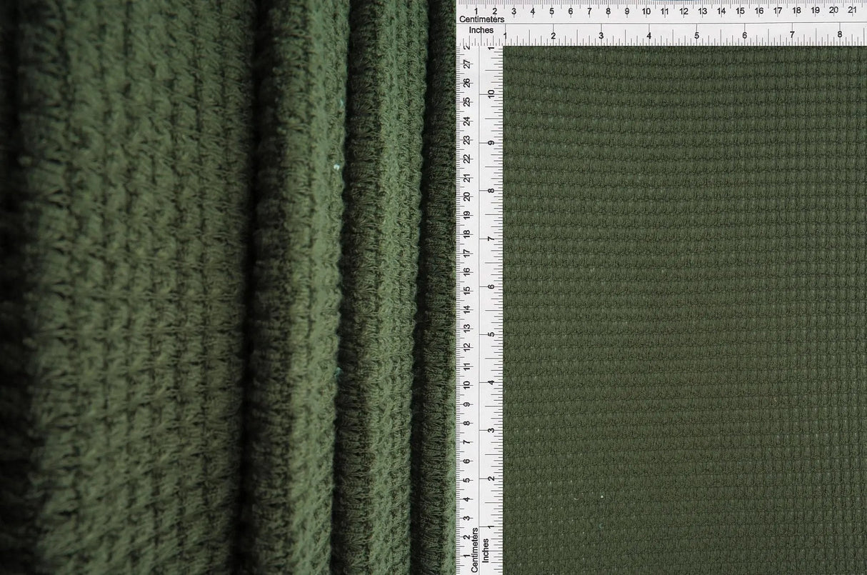 1 Yard Oversize Waffle Solid Knit Fabric 220 GSM, 54/56? Wide Polyester Rayon Spandex Blend