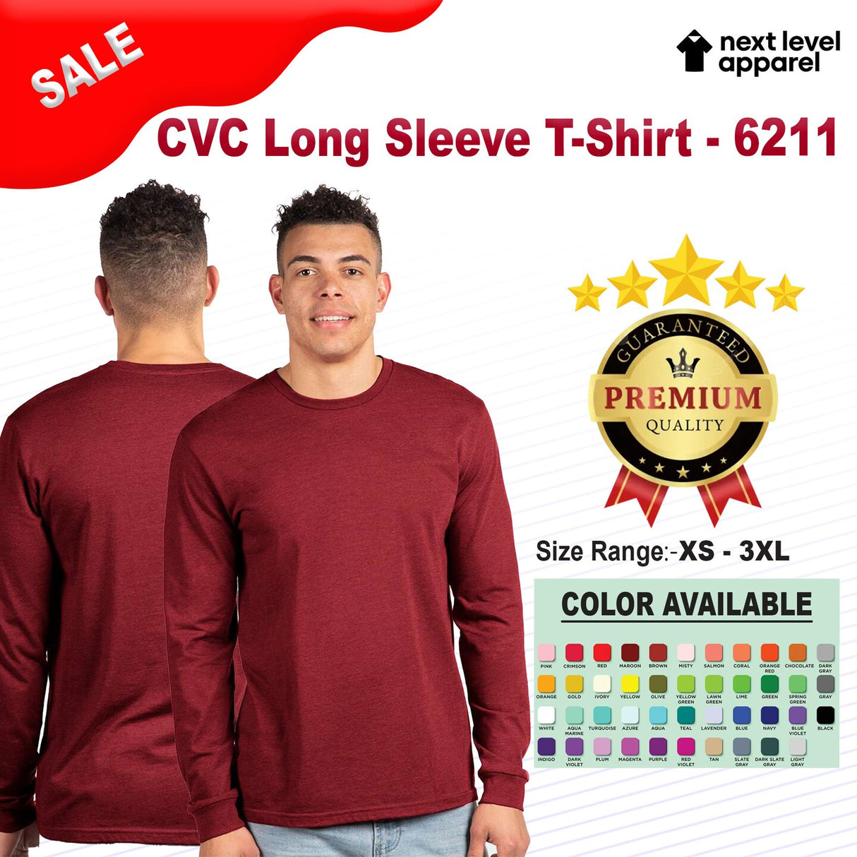 Next Level® CVC Long Sleeve Crewneck T-Shirt