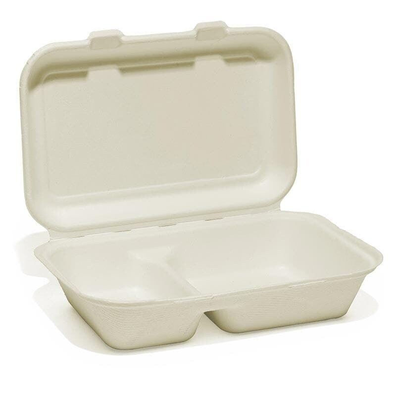 Molded Fiber Hinged Containers 9.5" x 6.25" x 2.75"