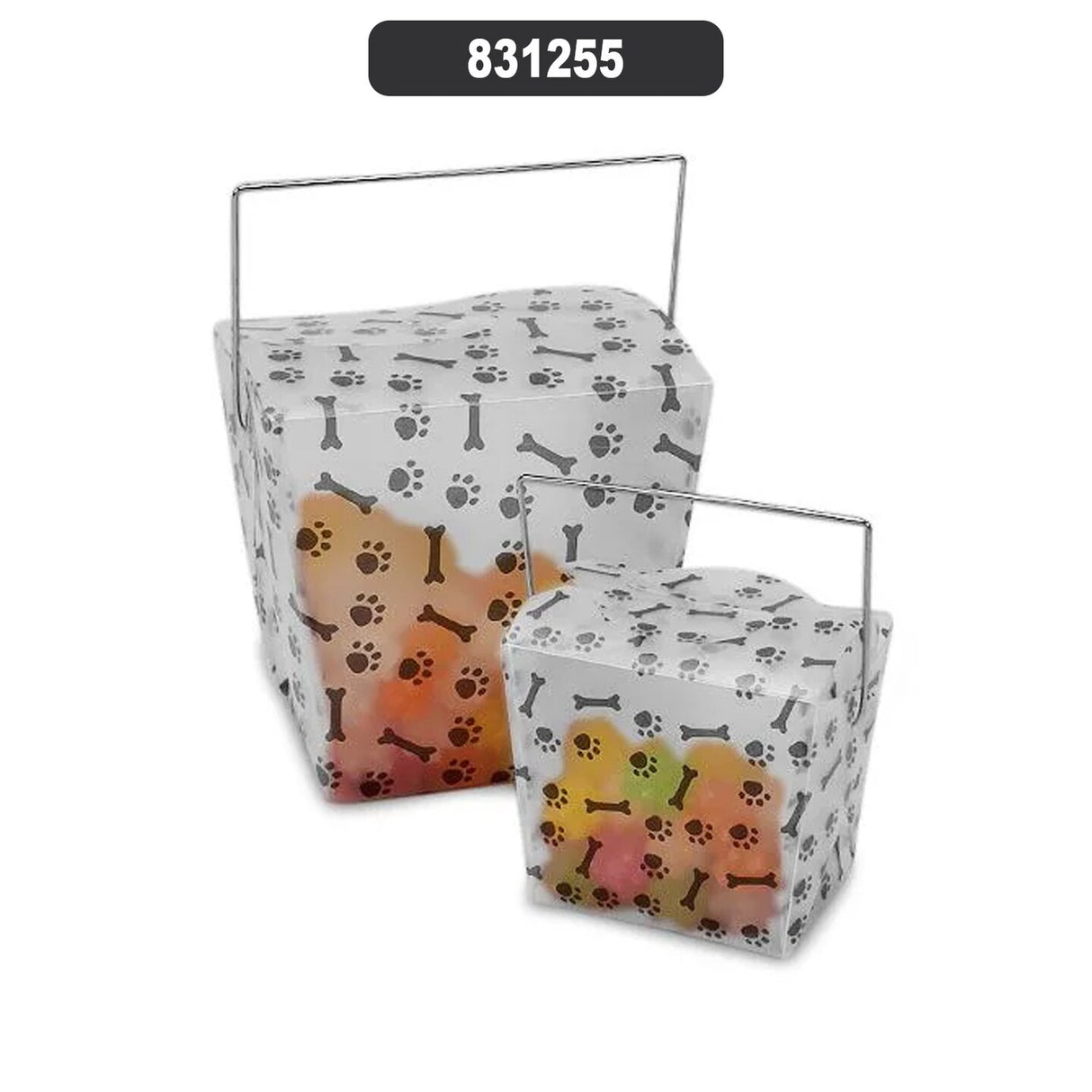 Paw Print Pattern Wire Handle Boxes 4" x 3.5" x 6"