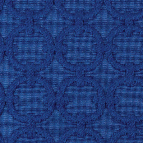 Blue Marine Geometric Embroidered Cotton-Poly Woven
