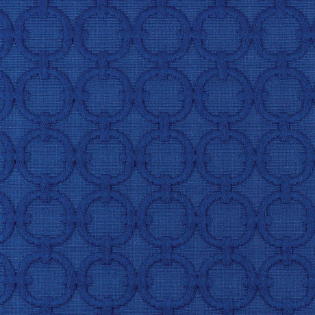 Blue Marine Geometric Embroidered Cotton-Poly Woven