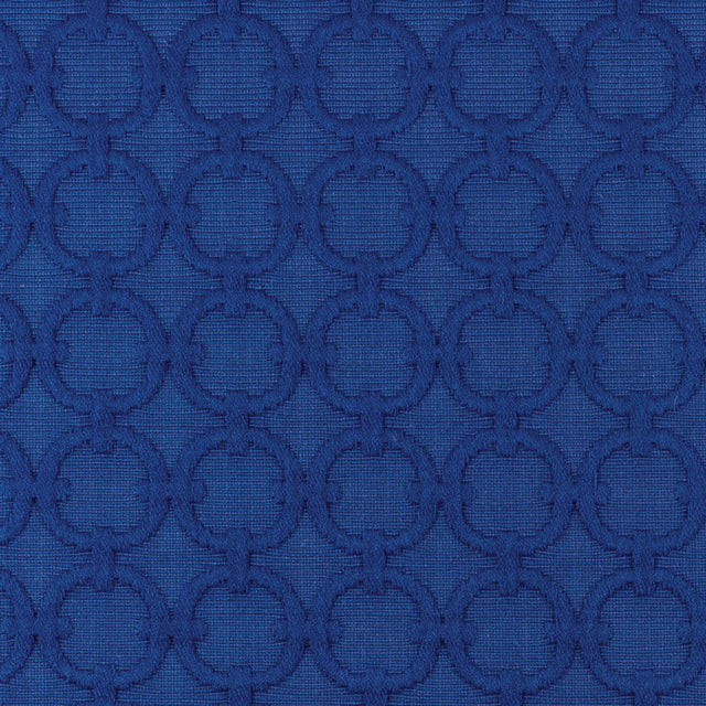Blue Marine Geometric Embroidered Cotton-Poly Woven