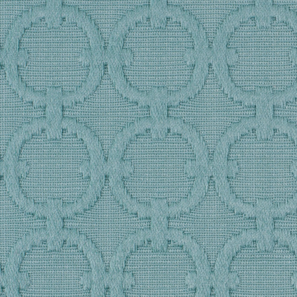 Turquoise Geometric Embroidered Cotton-Poly Woven