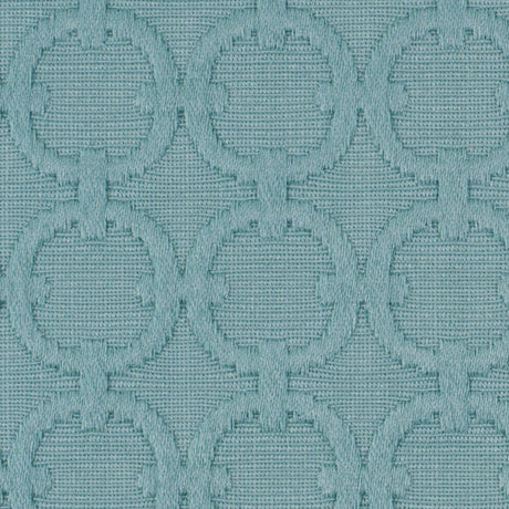 Turquoise Geometric Embroidered Cotton-Poly Woven