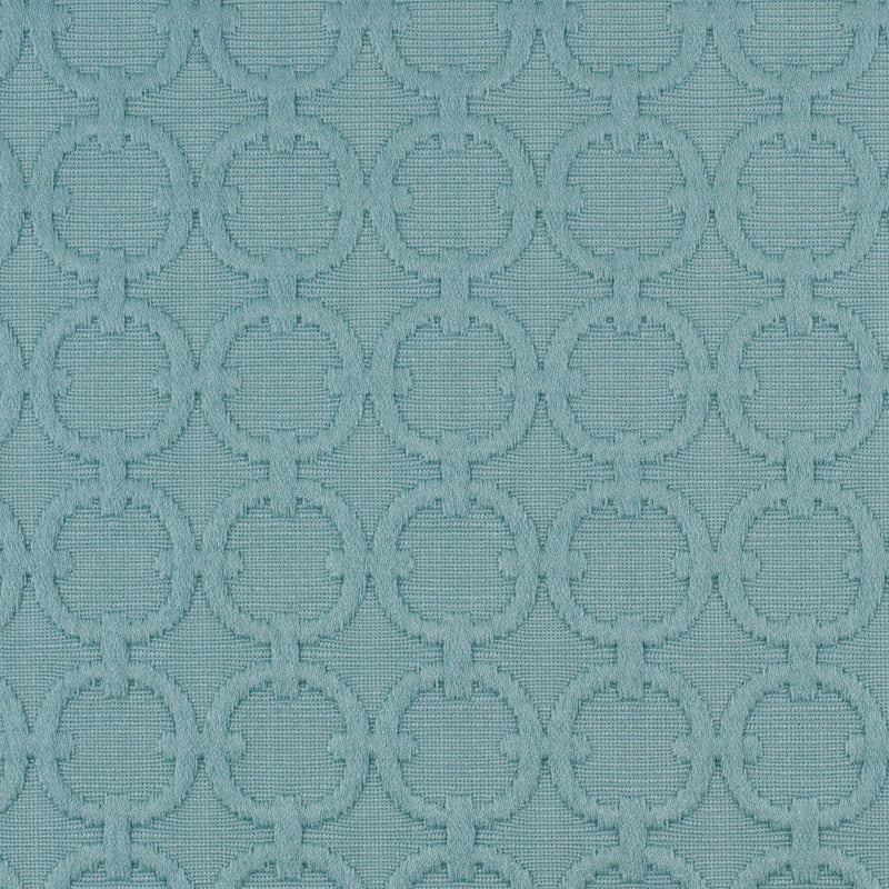 Turquoise Geometric Embroidered Cotton-Poly Woven