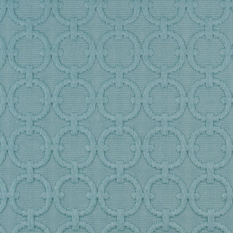 Turquoise Geometric Embroidered Cotton-Poly Woven