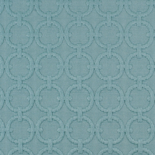 Turquoise Geometric Embroidered Cotton-Poly Woven