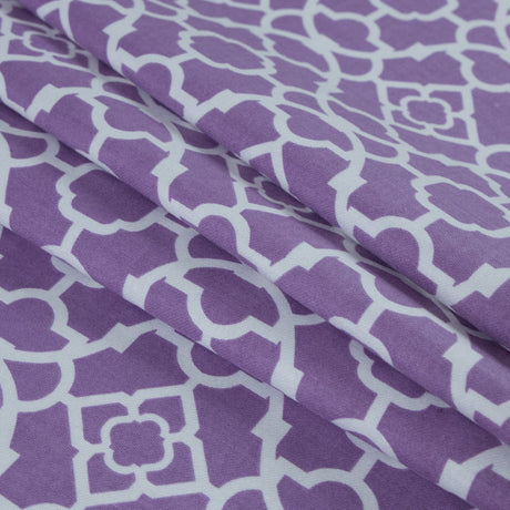 Violet Lattice Printed Cotton Twill