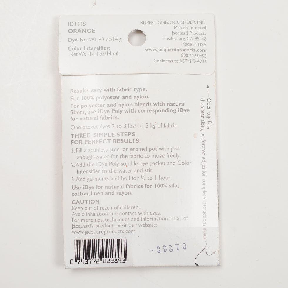 Jacquard iDye Poly Synthetic Fabric Dye - 448 Orange
