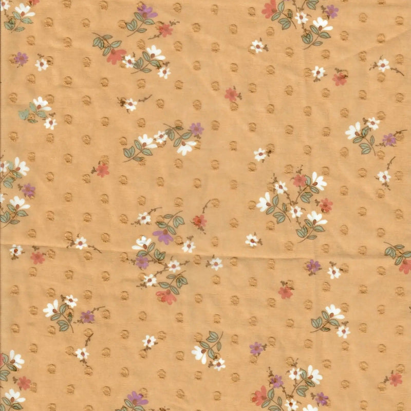 1 Yard Swiss Dot Chiffon, Ditsy Floral Woven Fabric Sheer Light Drapery 57/58" Width