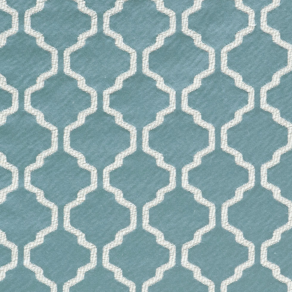 Azure Geometric Trellis Polyester