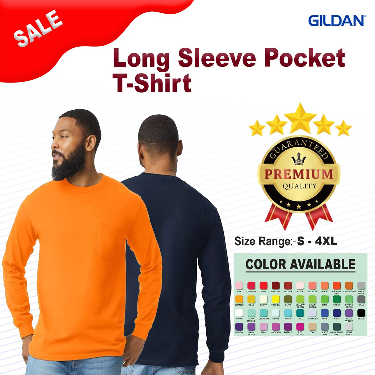 Gildan® Classic Fit Long Sleeve Crewneck Pocket T-Shirt