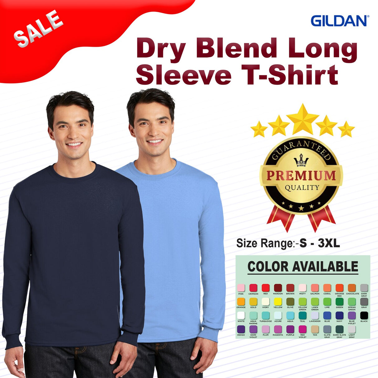 Gildan® Dry Blend Crewneck Long Sleeve T-Shirt