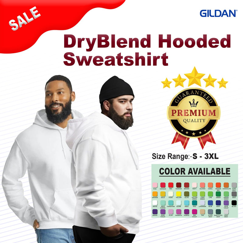 Sudadera con capucha y cuello redondo Gildan DryBlend - Manga larga y cómoda