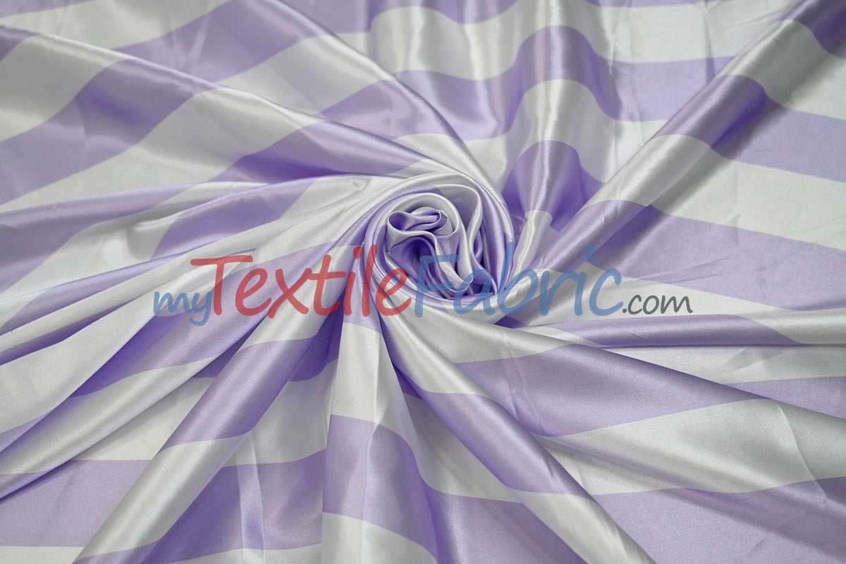 Stripe Satin Charmeuse Polyester Fabric - 2" Stripe, Multiple Colors, 58/60" Width (1 Yard)