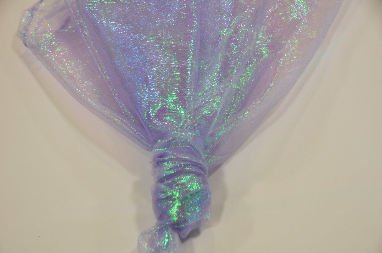 Crush Iridescent Pearl Organza Polyester Fabric - Sheer Crushed Holographic, 38/40" Width (1 Yard)