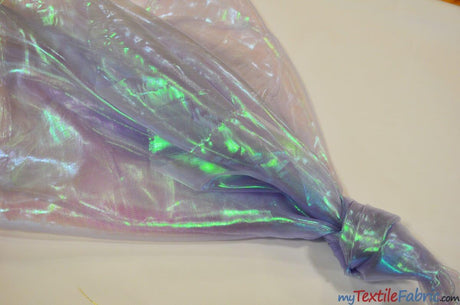 Iridescent Pearl Organza Polyester Fabric - Sheer Holographic, 58/60" Width (1 Yard)