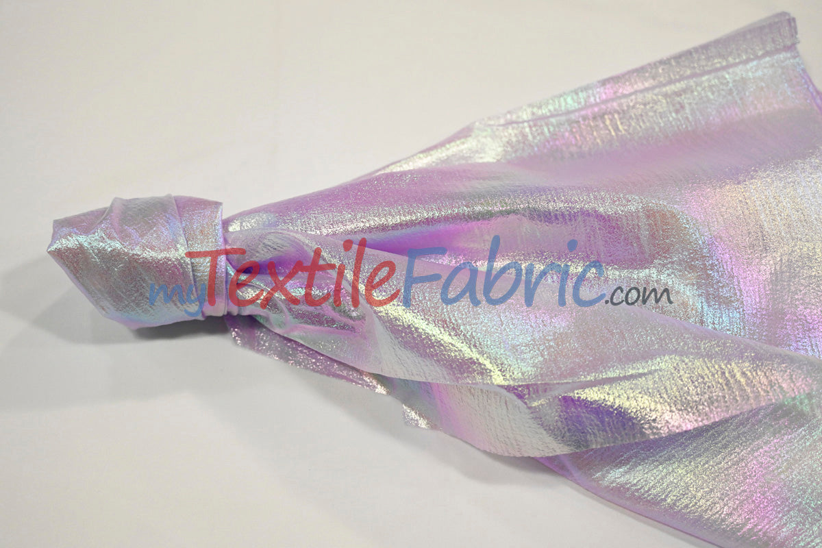 Oasis Hologram Polyester Fabric - Iridescent Sheer Organza, 58/60" Width, White, Pink, Baby Blue, Turquoise, Lavender, Black (1 Yard)