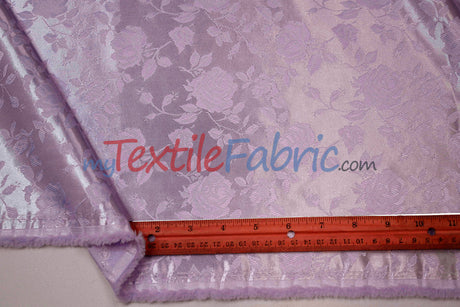 Satin Flower Brocade Polyester Fabric - Tone On Tone Embossed Floral, 58/60" Width (1 Yard)