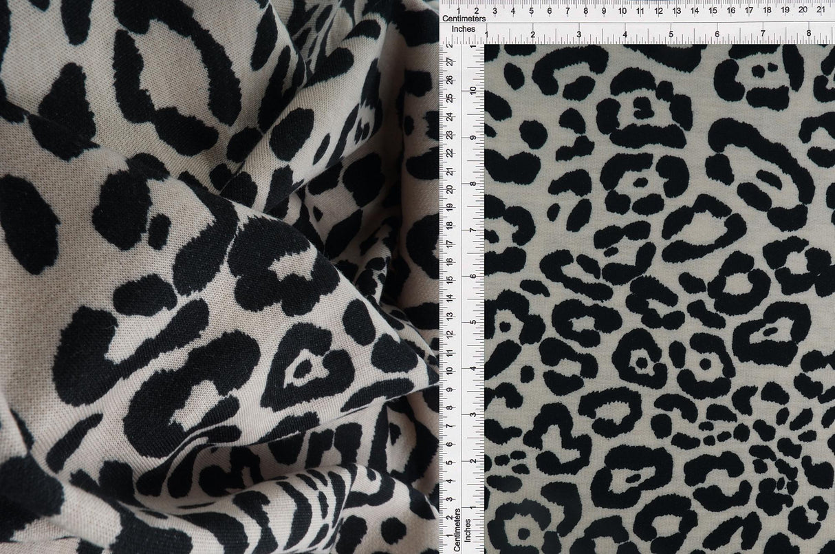 Animal Print Stretch Knit Fabric Stone