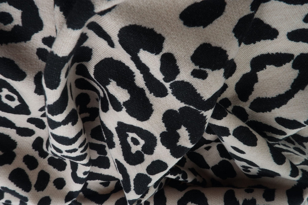 Animal Print Stretch Knit Fabric Stone