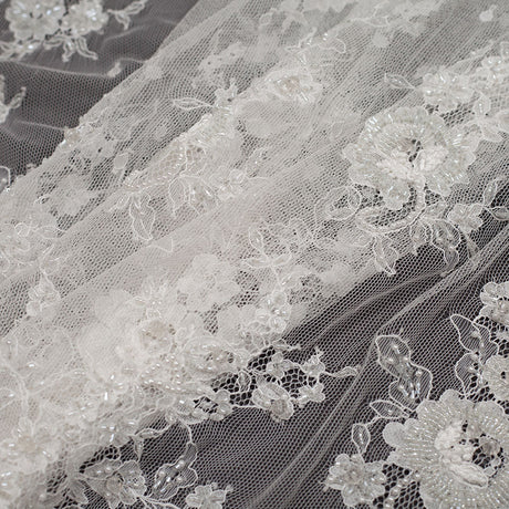 Whisper White Floral Beaded Lace