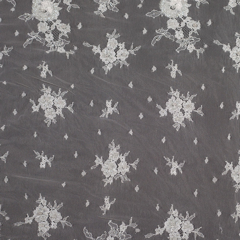 Whisper White Floral Beaded Lace