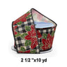 1 Roll Christmas Poinsettias & Berries On Wired Ribbon 2 1/2" x 10 yd