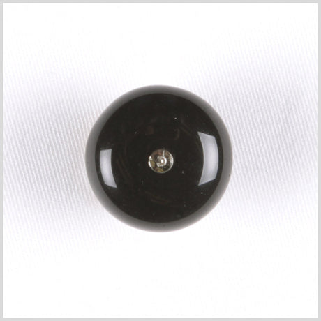 Glass Shank Back Button - 28L/18mm - Black Dome Shaped and Silver Metal Center