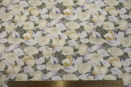 Spring Floral Rayon Challis Fabric - Floral Print, 58/60" Width (By The Continuous Yard)