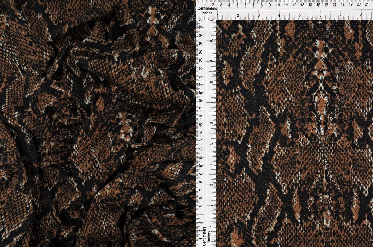 Snake Skin Print DTY Brushed Knit Fabric 1 Yard Soft Stretch Lightweight 58/60" Wide