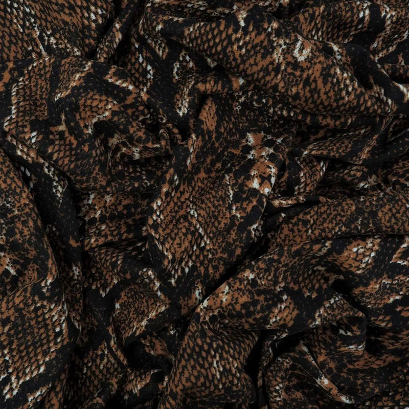 1 Yard Snake Skin Animal Print DTY Brushed Knit Fabric Soft Stretch Polyester Spandex 58/60 Inches Wide
