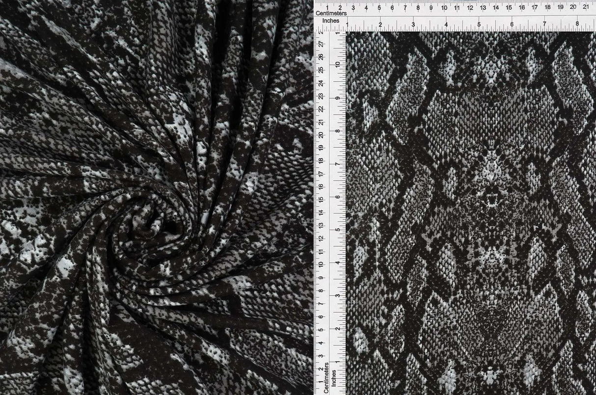 Snake Skin Print DTY Brushed Knit Fabric 1 Yard Soft Stretch Lightweight 58/60" Wide